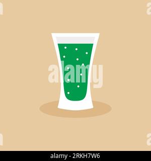 Un bicchiere di vino. Shot drink. Una bevanda alcolica servita in un bicchiere da shot e consumata in modo rapido. Gusta la tequila con uno shot. Ristorante Illustrazione Vettoriale