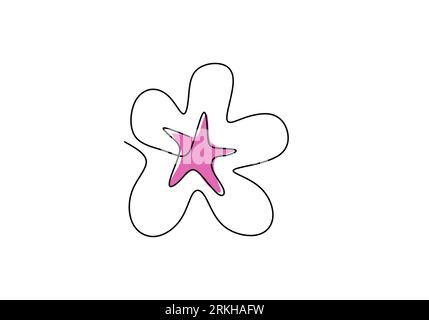 Un disegno continuo di ciliegio in fiore. Ramo Beauty Sakura con fiore isolato su sfondo bianco. Disegno a linee disegnato a mano su un albero di mele in fiore Illustrazione Vettoriale