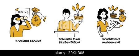 vector illustration of a business set on finding an investor for a startup Illustrazione Vettoriale