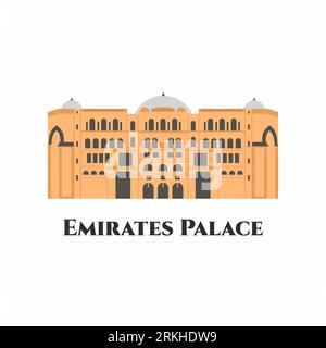 Emirates Palace in Abu Dhabi, United Arab Emirates. It is the perfect destination offering a pristine private beach and marina. One of the most expens Stock Vector