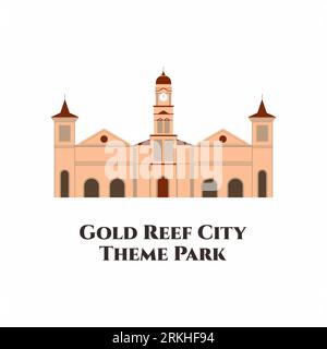 Gold Reef City is an amusement park in Johannesburg, South Africa. One of southern Africa's biggest and best theme parks, with rides and attractions f Stock Vector