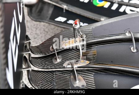 25th August 2023; Circuit Zandvoort, Zandvoort, North Holland, Netherlands; Formula 1 Heineken Dutch Grand Prix 2023; Free Practice Day; Detail of the front wing angle adjuster on the McLaren F1 Team car Stock Photo