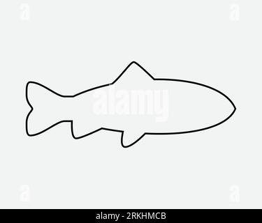 Icona profilo pesce Oceano Mare frutti di mare fauna marina animale linea nera bianca forma modello vuoto Clipart vettoriale illustrazione illustrazione simbolo simbolo Illustrazione Vettoriale