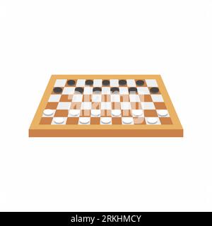 Checkers game set isolated on white background. Board and party games picnic. Summer holiday activity. Vector flat illustration of vacation summer ele Stock Vector