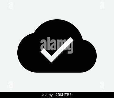 Icona Cloud Verified account User Verification Check Mark Checkmark Approve Approved Correct Tick Black White Outline Shape Vector Clipart Sign Symbol Illustrazione Vettoriale