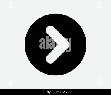 Round Right Arrow Icon Navigation Direction Path Road Traffic Sign East Side Pointer Point Circular Circle Button Next Forward Black Symbol Vector Stock Vector