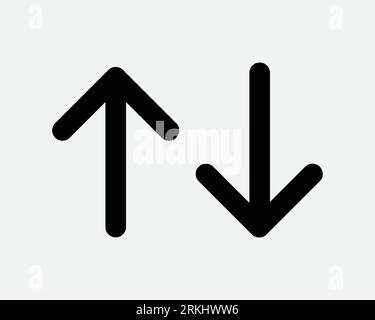 Icona Freccia su Giù punto puntatore Nord Sud pulsante elevatore Scarica carica carica cursore di caricamento in avanti indietro simbolo segno vettore bianco e nero Illustrazione Vettoriale