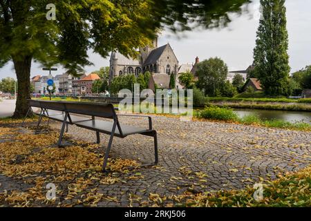 Nome della città Oudenaarde in francese Audenarde situata nella provincia di Oost-vlaanderen in Belgio. Distretto di Gent. Famosa per la produzione di arazzi. V Foto Stock