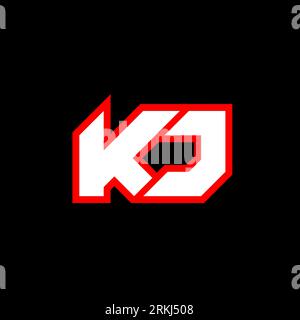 KJ logo design, initial KJ letter design with sci-fi style. KJ logo for game, esport, Technology, Digital, Community or Business. K J sport modern Ita Illustrazione Vettoriale
