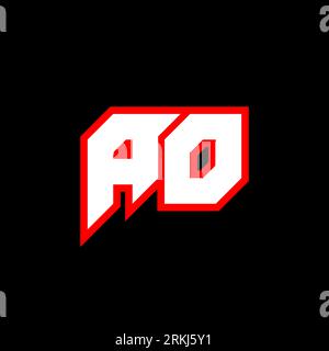 AO letter logo design on black background. AO creative initials letter logo concept. ao icon design. AO white and red letter icon design on black back Illustrazione Vettoriale