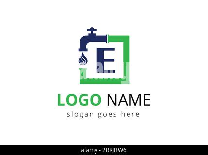 Letter E Plumber Logo Design. Illustrazione Vettoriale