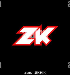 Design del logo ZK, design iniziale della lettera ZK con stile fantascientifico. Logo ZK per gioco, esport, tecnologia, digitale, Community o Business. Z K sport Modern Ita Illustrazione Vettoriale
