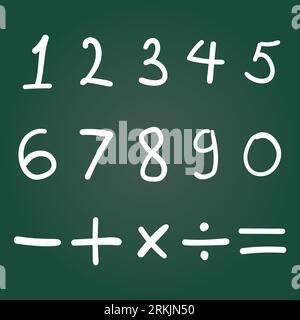 Icona numeri disegnata a mano. Illustrazione del vettore numerico su sfondo isolato. I segni matematici di base indicano il concetto di business. Illustrazione Vettoriale