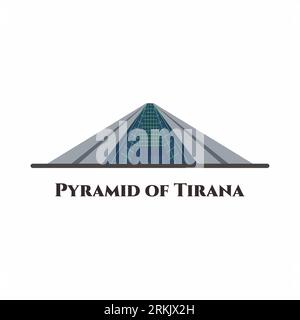 La Piramide di Tirana. Si tratta di una struttura ed ex museo situato a Tirana, la capitale dell'Albania. Una bella vista, devo visitare questo posto. Buil dei cartoni animati Illustrazione Vettoriale