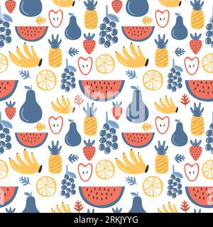 motivo senza cuciture con frutta colorata Illustrazione Vettoriale