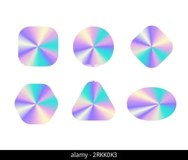 Set di template per adesivi olografici geometrici Illustrazione Vettoriale