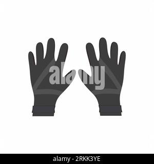 Diver gloves for diving in flat element style isolated on white background. Stock Vector