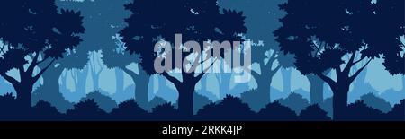 Paesaggio naturale di sfondo forestale. Silhouette Forest Illustrazione Vettoriale