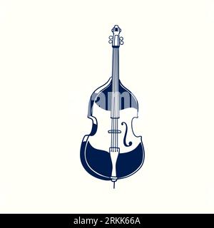 Double bass hand drawn vintage sketch style. Classical jazz music instrument isolated on white background. Old retro engraving bowed string instrument Stock Vector