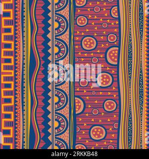 Etnia tribale disegnata a mano in uno stile senza cuciture. Illustrazione Vettoriale