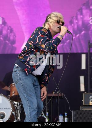 Gli Charlatans si esibiscono al Victorious Festival 2023 a Portsmouth, Hampshire, Regno Unito, 25 agosto 2023 Foto Stock