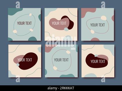 Set of Editable abstract stylish templates for social media feed post in pastel colors. Suitable for social media post and web internet ads. Vector il Stock Vector