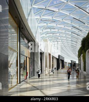 Circulation corridor n mall with skylight. 360 Mall, Kuweit City, Kuwait. Architect: CRTKL, 2021. Stock Photo