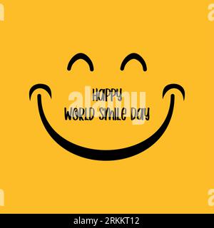 Striscione del giorno del sorriso del mondo felice. Di buon umore. Concetto divertente. Illustrazione dell'icona sorriso. Modello di sfondo vettoriale. Sfondo del poster del giorno del sorriso felice. Illustrazione Vettoriale