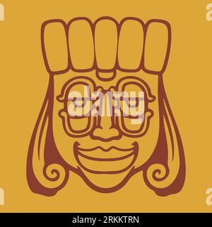 Maschere etniche maya colorate. Teste rituali etniche. Antico colore africano brillante cartone animato piatto illustrazione isolata vettoriale Illustrazione Vettoriale