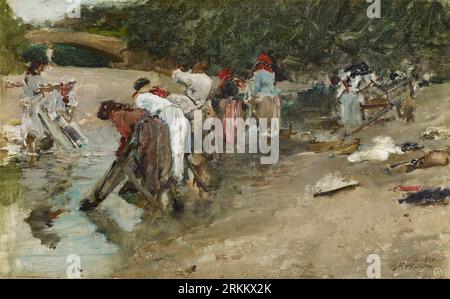 Galician Washerwomen 1887 di Francisco Pradilla y Ortiz Foto Stock