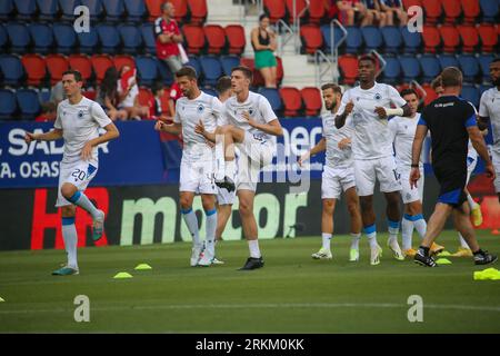 August 24, 2023, Pamplona, Foral Community of Navarre, Spain: Pamplona, Spain, 24th August, 2023: Club Brugge players warming up during the first leg of the previous round of the UEFA Europa Conference League 2023-24 between CA Osasuna and Club Brugge at El Sadar Stadium, in Pamplona, on August 24, 2023. (Credit Image: © Alberto Brevers/Pacific Press via ZUMA Press Wire) EDITORIAL USAGE ONLY! Not for Commercial USAGE! Stock Photo