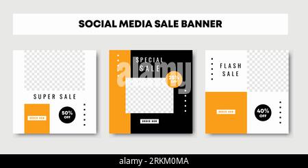 A bundle social media post design templates backgrounds with copyspace. Editable post template social media banners for digital marketing. Fashion sal Illustrazione Vettoriale
