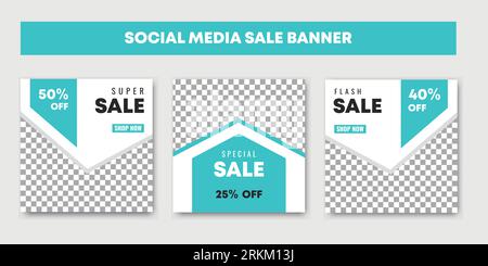 Modelli di post design per social media di vendita con banner Fashion sale Illustrazione Vettoriale