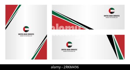 Banner intestazione modello vettoriale per gli Emirati Arabi Uniti celebrazione della giornata nazionale. Illustrazione Vettoriale