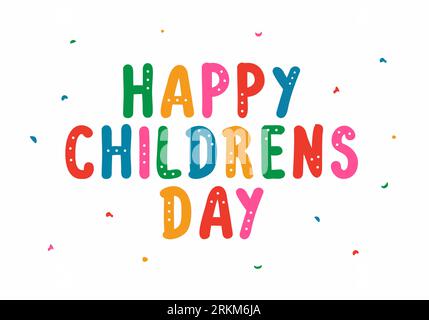 Happy children day background greeting card. Hand drawn vector lettering. Stock Vector