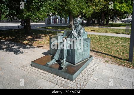 Jan Karski Bench Statue - Warsaw, Poland Stock Photo