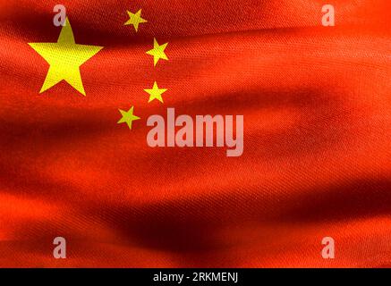 Bandiera della Cina - bandiera realistica del tessuto ondulato Foto Stock