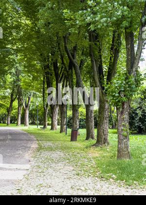 Vista sul parco in una giornata di sole. . le persone fanno una passeggiata nei parchi per un fine settimana in primavera. Parco botanico, Bursa, Turchia. Foto Stock