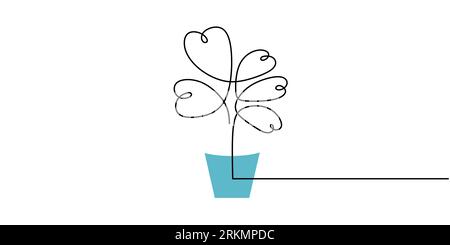 Una singola linea continua di pianta hoya isolata su sfondo bianco. Illustrazione Vettoriale