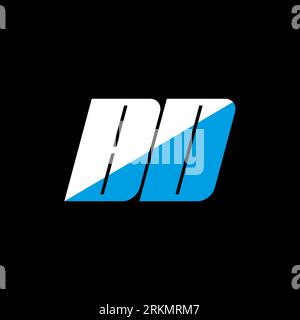 Logo BD Letter su sfondo nero. Concept logo lettera iniziali BD creative. design dell'icona bd. Icona a forma di lettera bianca e blu BD su bac nero Illustrazione Vettoriale