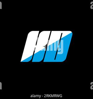 Logo KB Letter su sfondo nero. Concetto di logo lettera con iniziali creative KB. Design icona KB. Icona KB con lettera bianca e blu su bac nero Illustrazione Vettoriale