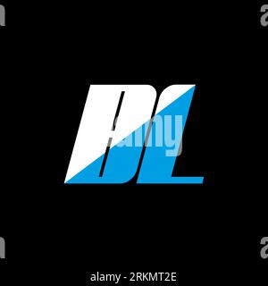 Logo BL Letter su sfondo nero. Concetto di logo Letter con iniziali creative BL. design icona bl. Icona a forma di lettera bianca e blu BL su bac nero Illustrazione Vettoriale