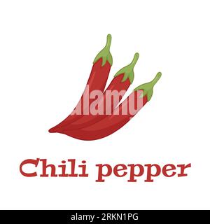 Red Hot Chili Pepper Three Pieces on White Background Vector Illustration Illustrazione Vettoriale