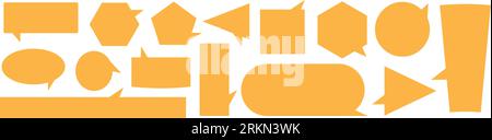 yellow Speech text and chat icons with comic balloon for talk. Cloud bubble dialog box, dialogue sticker frame. Flat vector illustrations isolated in Illustrazione Vettoriale