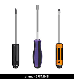 Cacciavite set di icone. Set piatta di un cacciavite icone vettoriali per il web design Illustrazione Vettoriale