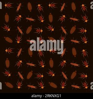 Sfondo con motivo senza cuciture con icone di insetti scarafaggi Vector Illustrazione Vettoriale