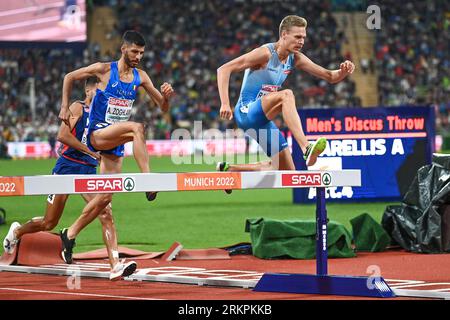 Topi Raitanen (Finlandia). Medaglia d'oro, 3000 m. SteepleChase finale. Campionati europei di Monaco 2022 Foto Stock