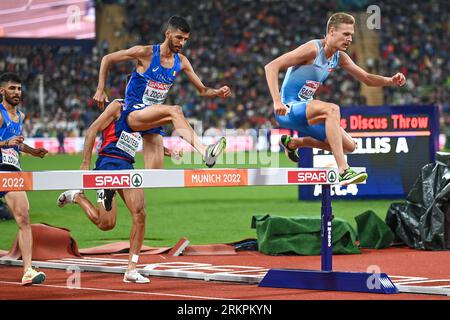 Topi Raitanen (Finlandia). Medaglia d'oro, 3000 m. SteepleChase finale. Campionati europei di Monaco 2022 Foto Stock