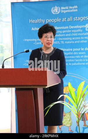 Bildnummer: 58022939 Datum: 23.05.2012 Copyright: imago/Xinhua (120524) -- GINEVRA, 24 maggio 2012 (Xinhua) -- Margaret Chan parla a una conferenza stampa a Ginevra, Svizzera, 23 maggio 2012. L'Assemblea Mondiale della Sanità di mercoledì pomeriggio ha nominato Margaret Chan Direttore generale dell'Organizzazione Mondiale della Sanità (OMS) per un secondo mandato dal 1 luglio 2012 al 30 giugno 2017. (Xinhua/Yang Jingde) (zhs) SVIZZERA-OMS-MARGARET CHAN PUBLICATIONxNOTxINxCHN People Politik xns x0x 2012 Hoch 58022939 Data 23 05 2012 Copyright Imago XINHUA Ginevra 24 maggio 2012 XINHUA Margaret Chan parla AD un Foto Stock