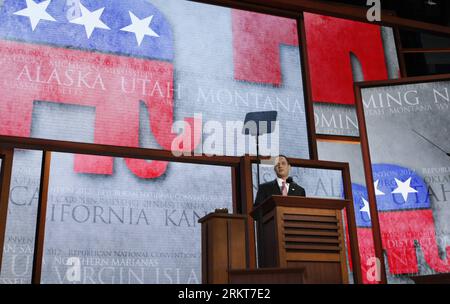 (120827) -- TAMPA, Aug. 27, 2012 (Xinhua) -- Reince Priebus, the Republican National Committee chairman, speaks at the Tampa Bay Times Forum in Tampa, Aug. 27, 2012. The U.S. Republican Party on Monday kicked off its 2012 National Convention in Tampa, Florida, which is set to nominate Mitt Romney as the party s candidate to challenge President Barack Obama in the November presidential election. (Xinhua/Fang Zhe) U.S.-TAMPA-REPUBLICAN NATIONAL CONVENTION-OPENING PUBLICATIONxNOTxINxCHN   120827 Tampa Aug 27 2012 XINHUA Reince Priebus The Republican National Committee Chairman Speaks AT The Tampa Stock Photo